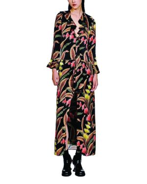 Anna Sui Feather Fern Ruffle Tie Dress - White