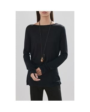 Mango Open Back Sweater - Black