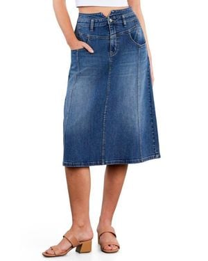 Wash Lab Denim Penelope Denim Midi Skirt - Blue