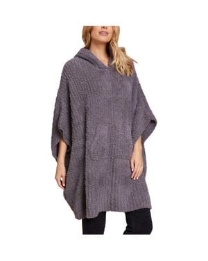 Barefoot Dreams Cozychic Ribbed Hooded Poncho - Purple