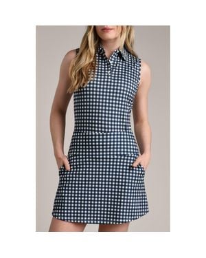 Rhone Court Gingham Sleeveless Polo - Blue