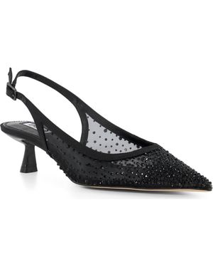 Dune Ciana Slingback Pointed Toe Kitten Heel Pump - Black