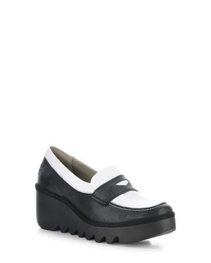 Fly London Bilz Platform Wedge Loafer - White