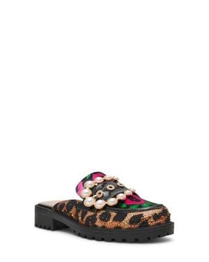 Betsey Johnson Zanne Embellished Loafer Mule - Black