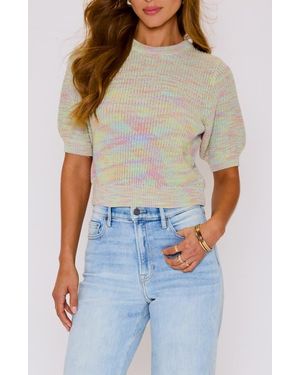 Vici Collection Eye Candy Mélange Puff Sleeve Cotton Sweater - Multicolor