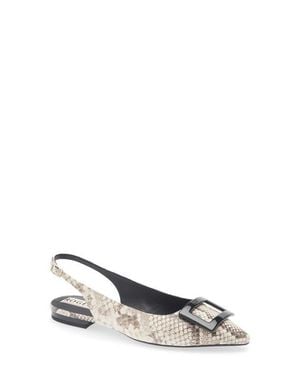 Roger Vivier Gommettine Pointed Toe Slingback Flat - White
