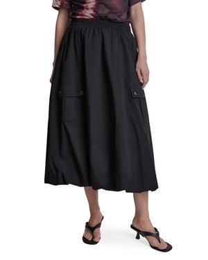 DKNY Cargo Poplin Bubble Midi Skirt - Black