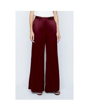 L'Agence Pilar Silk Wide Leg Pants - Red