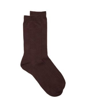 Nordstrom Textured Check Viscose Blend Socks - Brown