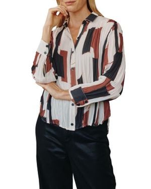 Bella Dahl Art Print Pleated Button-Up Shirt - Black