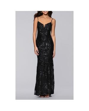 Blondie Nites Sequin Rose Gown - Black