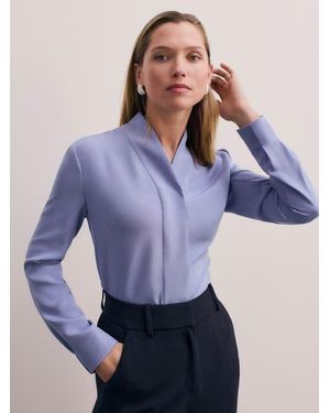 The Fold Bowery Stretch Silk Blouse - Blue