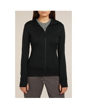 Icebreaker 260 Quantum Merino Wool Hooded Jacket - Black