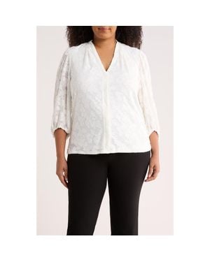 Kasper Blouson Sleeve Top - White