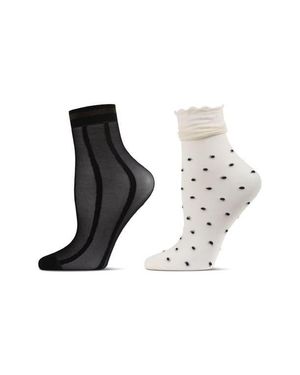 Memoi Pack Of 2 Ankle Socks - White