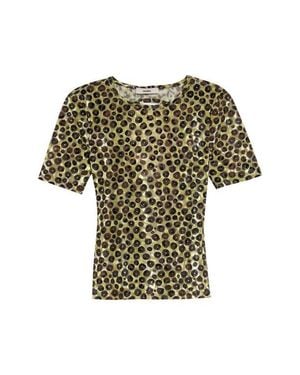 Siedres Idyl Print Velvet Devoré Cutout Back Top - Green
