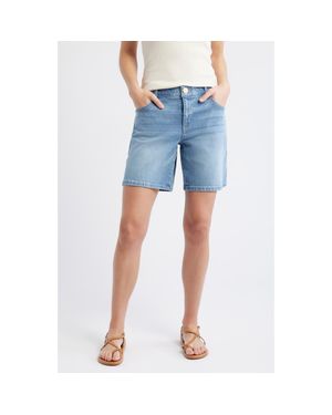 Wit & Wisdom High Waist Relaxed Denim Shorts - Blue