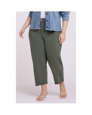 NYDJ Alyssa High Waist Fray Hem Crop Relaxed Tapered Jeans - Green