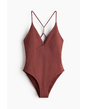 H&M Padded-Cup High Leg Swimsuit - Red