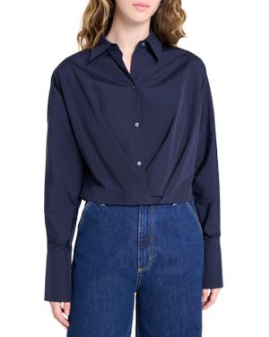 Twp Taken Draped Button-Up Shirt - Blue
