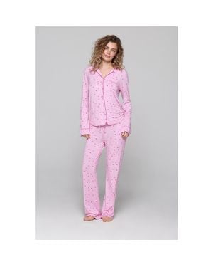 Crickle Daisy Sweetheart Long Pajama Set - Pink