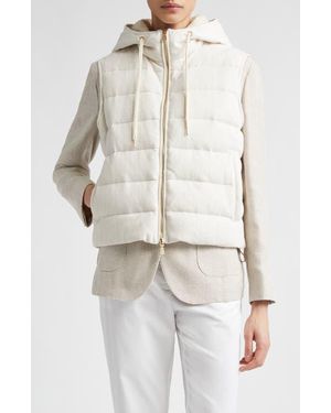Eleventy Hooded Down Puffer Vest - White