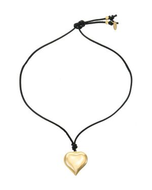 Ettika Puffy Heart Pendant Necklace - Black