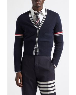Thom Browne Sailboat Jacquard Cotton Cardigan - Blue