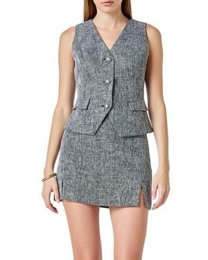 Endless Rose Tweed Button Vest - Gray