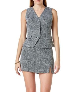 Endless Rose Tweed Button Vest - Gray