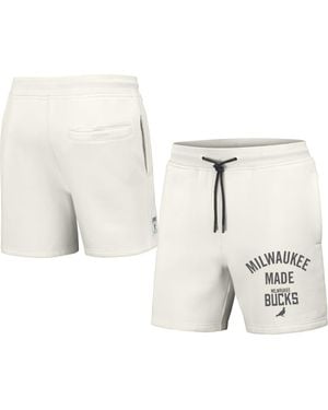 Staple Nba X Milwaukee Bucks Heavyweight Fleece Shorts - White
