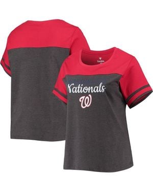 Profile Heathered Charcoal/ Washington Nationals Plus Size Colorblock T-Shirt - Multicolor