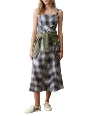 Marine Layer Demi Gingham Pima Cotton Poplin Midi Dress - Multicolor