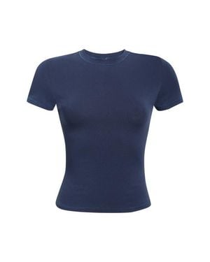 Skims Crop Cotton Blend T-Shirt - Blue