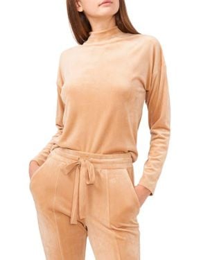 1.STATE Velour Turtleneck Top - Natural