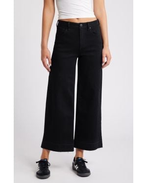 1822 Denim Release Hem High Waist Wide Leg Jeans - Black