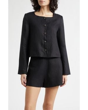 Posse Emma Boxy Linen Jacket - Black