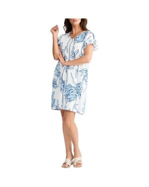 Brave+True Jemma Floral Print Flutter Sleeve Shift Dress - Blue