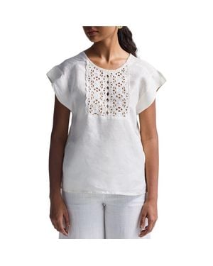 REISTOR Boxy Top With Embroidered Lace Detail - White