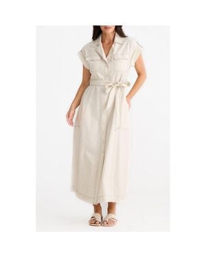 Brave+True Portia Cotton & Linen Blend Maxi Shirtress - Natural