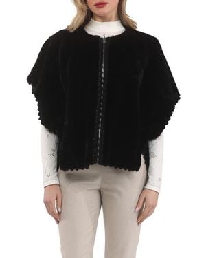 Gorski Reversible Collarless Genuine Shearling Jacket - Black