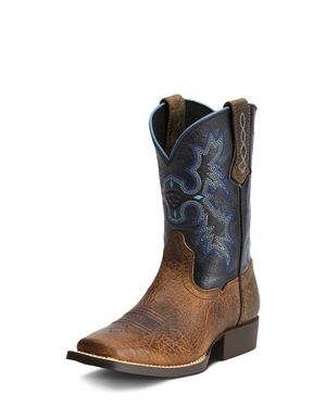 Ariat Kids' Tombstone Wide Square Toe Western Boot - Black