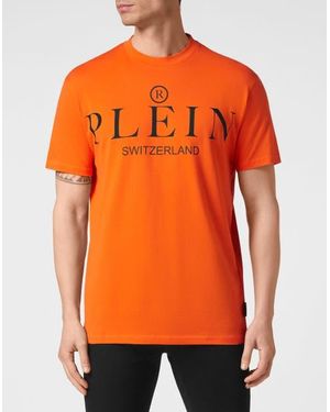 Philipp Plein Jersey T-Shirt Round Neck Ss Iconic Plein - Orange
