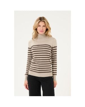 Kaffe Kalizza Roll Neck Slim Fit Pullover - Natural