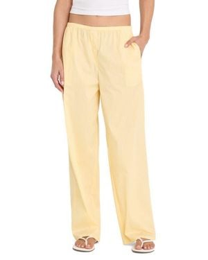 GOOD AMERICAN Stripe Poplin Pants - Natural