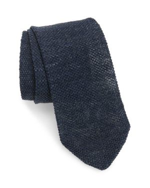 Thom Sweeney Linen Knit Tie - Blue