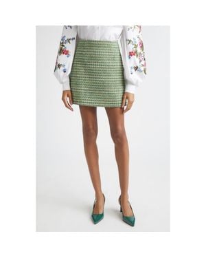 Carolina Herrera Tweed Miniskirt - Green