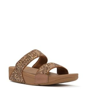 Fitflop Lulu Multi-Tonal Glitter Slides - Brown