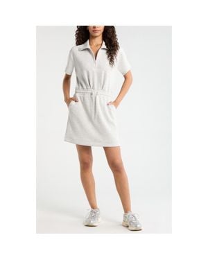 Zella Ultra Soft Knit Quarter Zip Dress - White