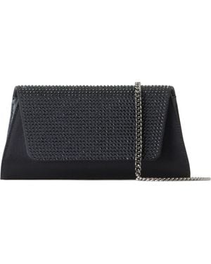 Akris Anouk Crystal Embellished Silk & Leather Clutch - Black